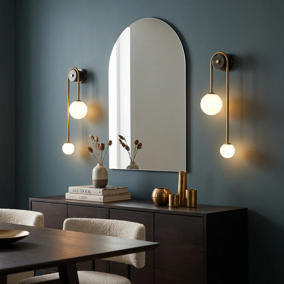 Nordic Gold White Glass Wall Light