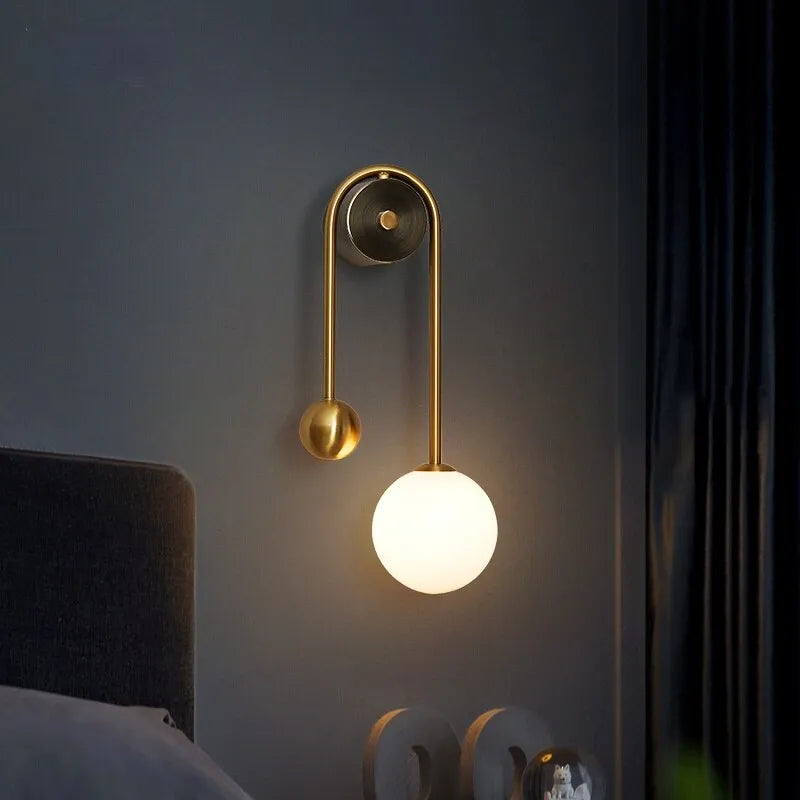 Nordic Gold White Glass Wall Light