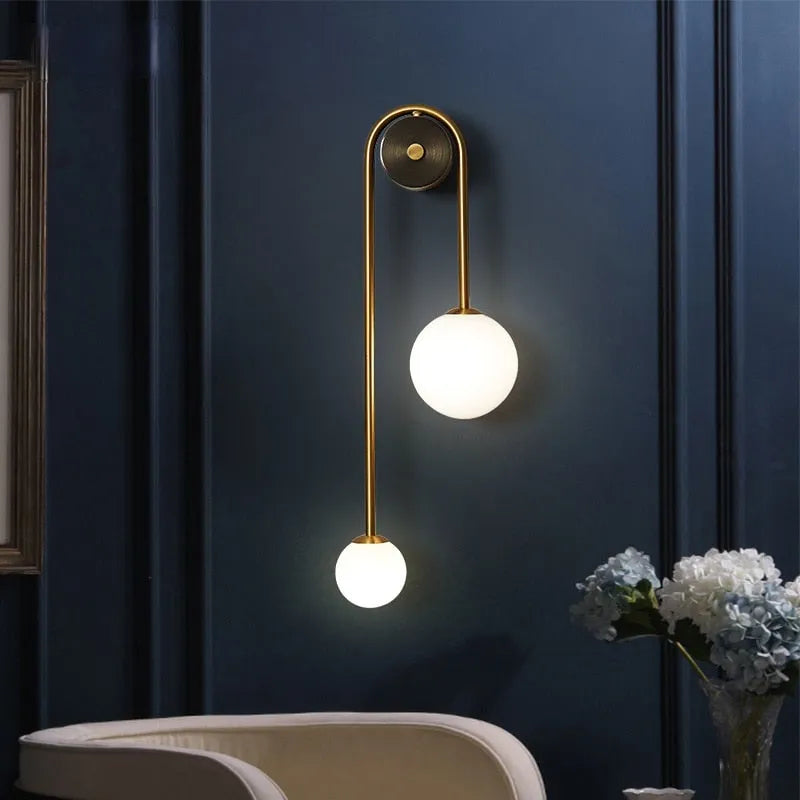 Nordic Gold White Glass Wall Light