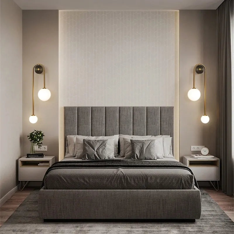 Nordic Gold White Glass Wall Light