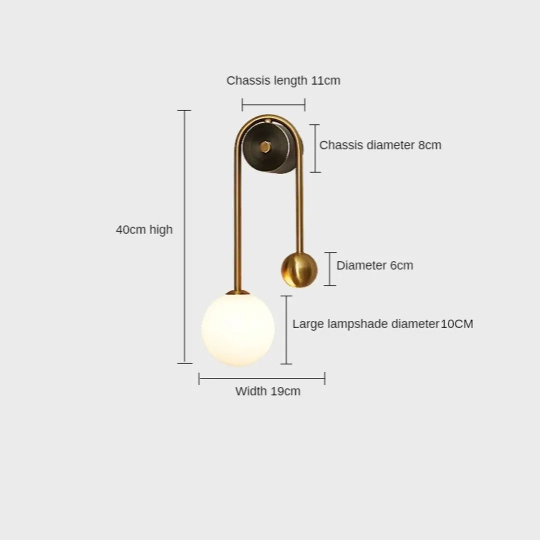 Nordic Gold White Glass Wall Light