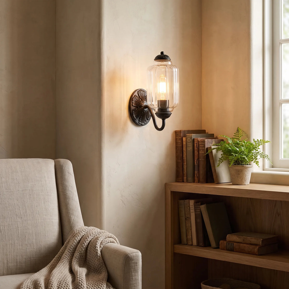 Oiled Brass Milk Glass Wall Light