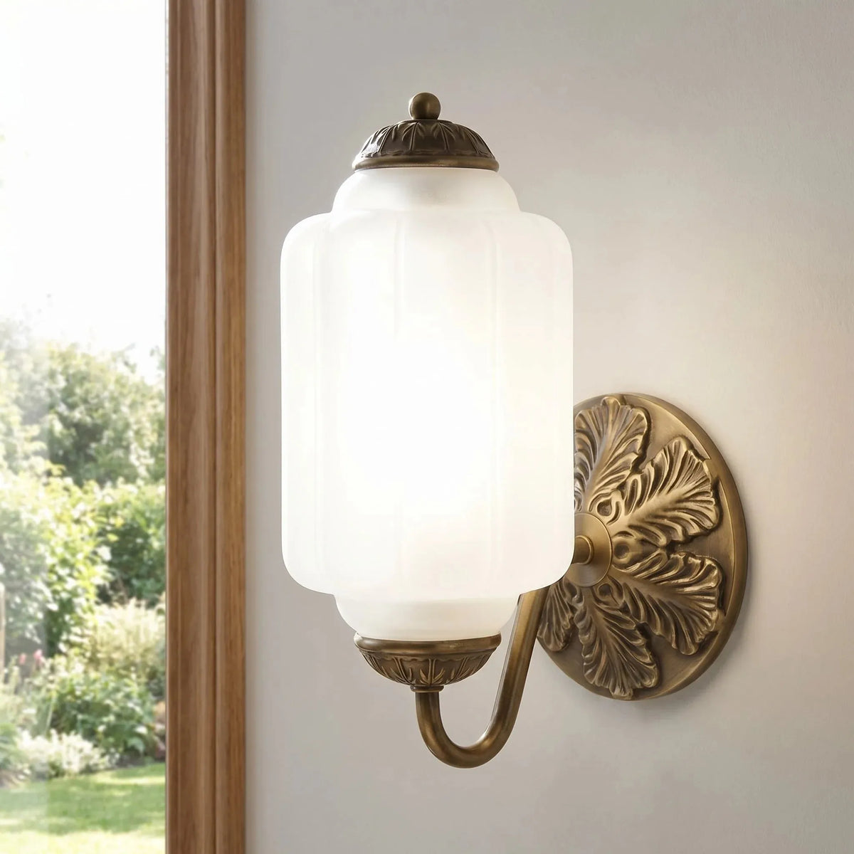 Oiled Brass Milk Glass Wall Light