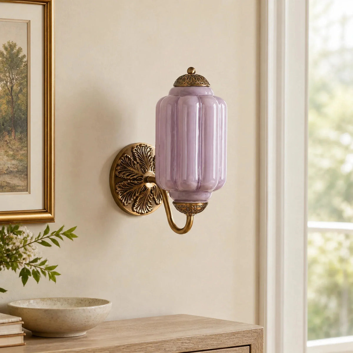 Oiled Brass Milk Glass Wall Light