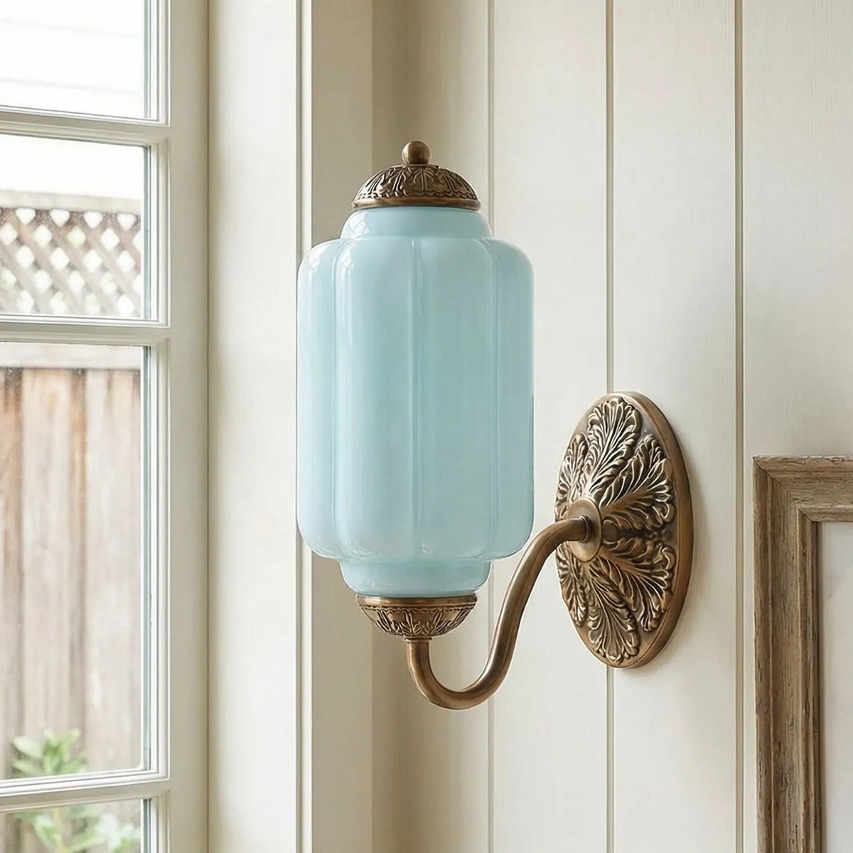Oiled Brass Milk Glass Wall Light