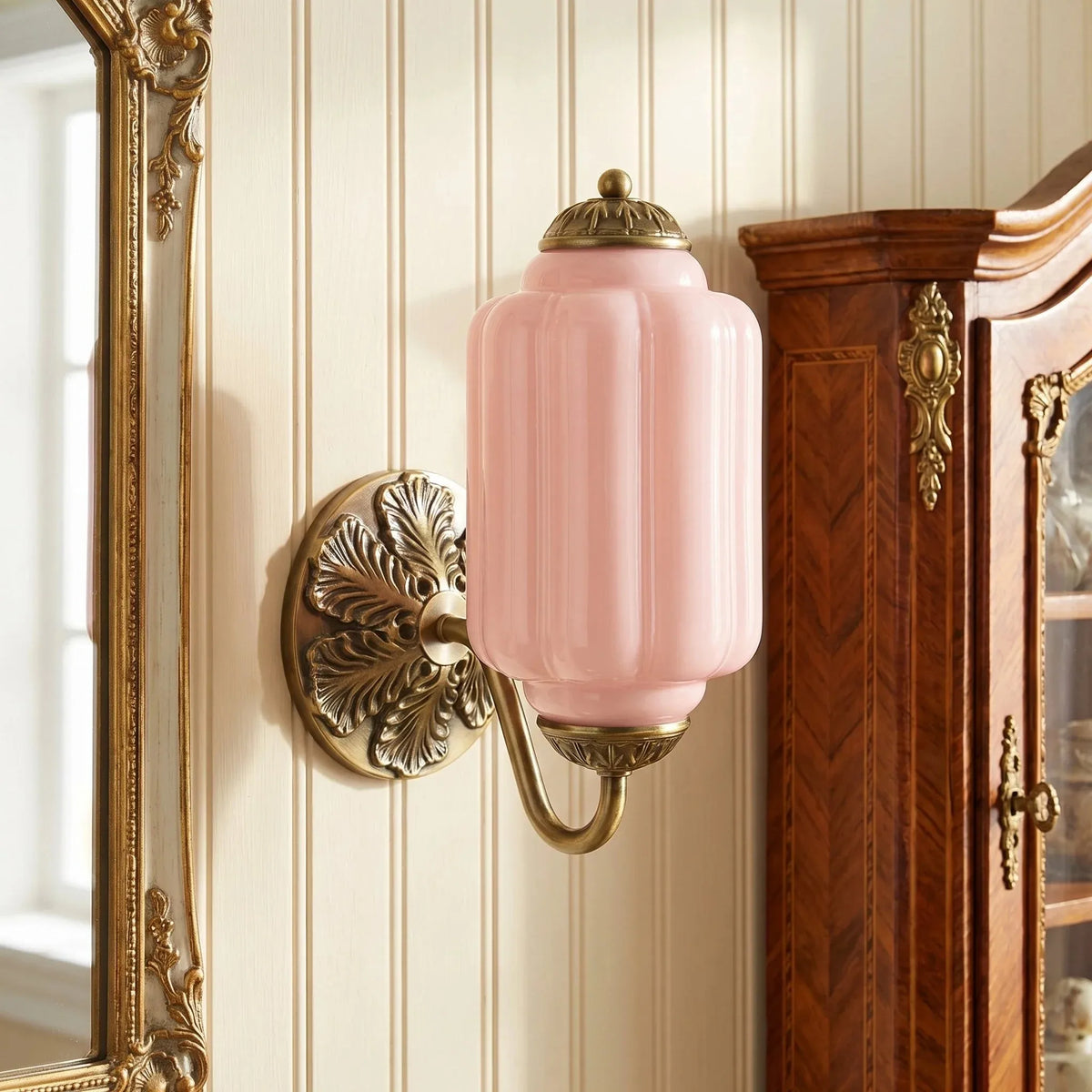 Oiled Brass Milk Glass Wall Light