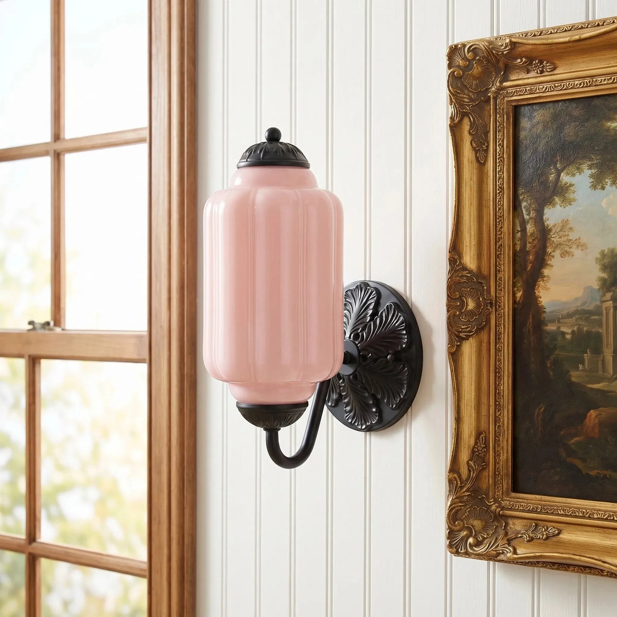 Oiled Brass Milk Glass Wall Light