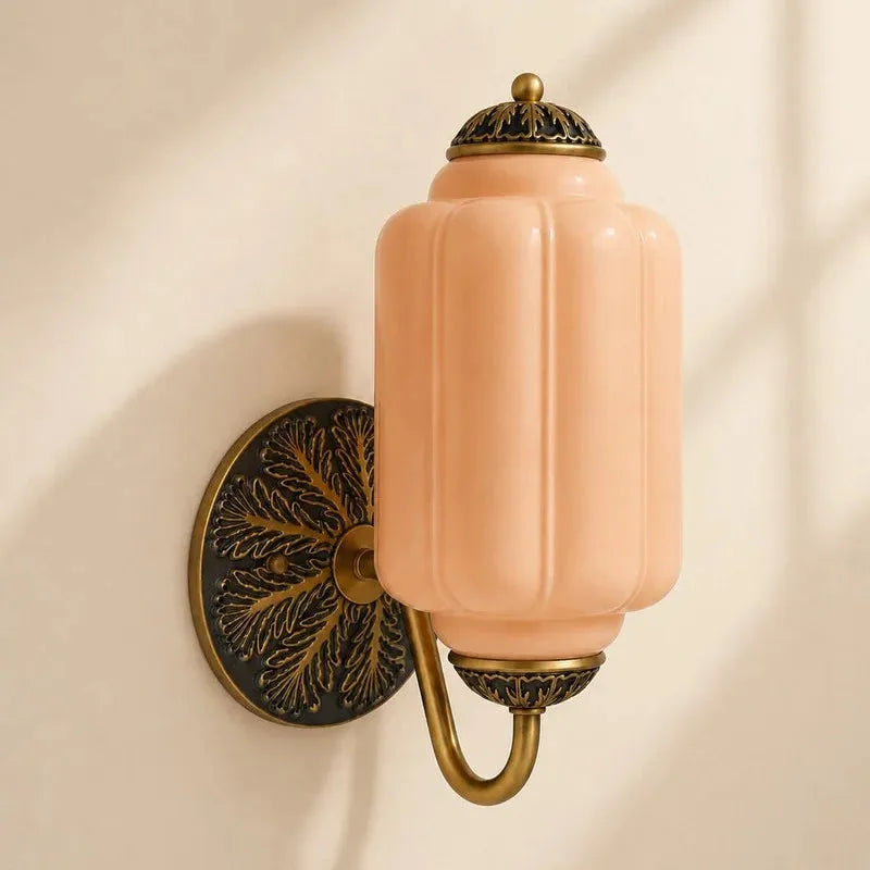 Oiled Brass Milk Glass Wall Light