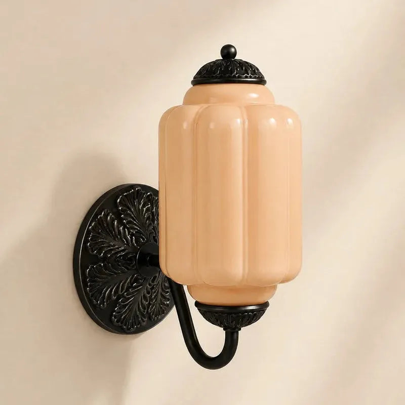 Oiled Brass Milk Glass Wall Light