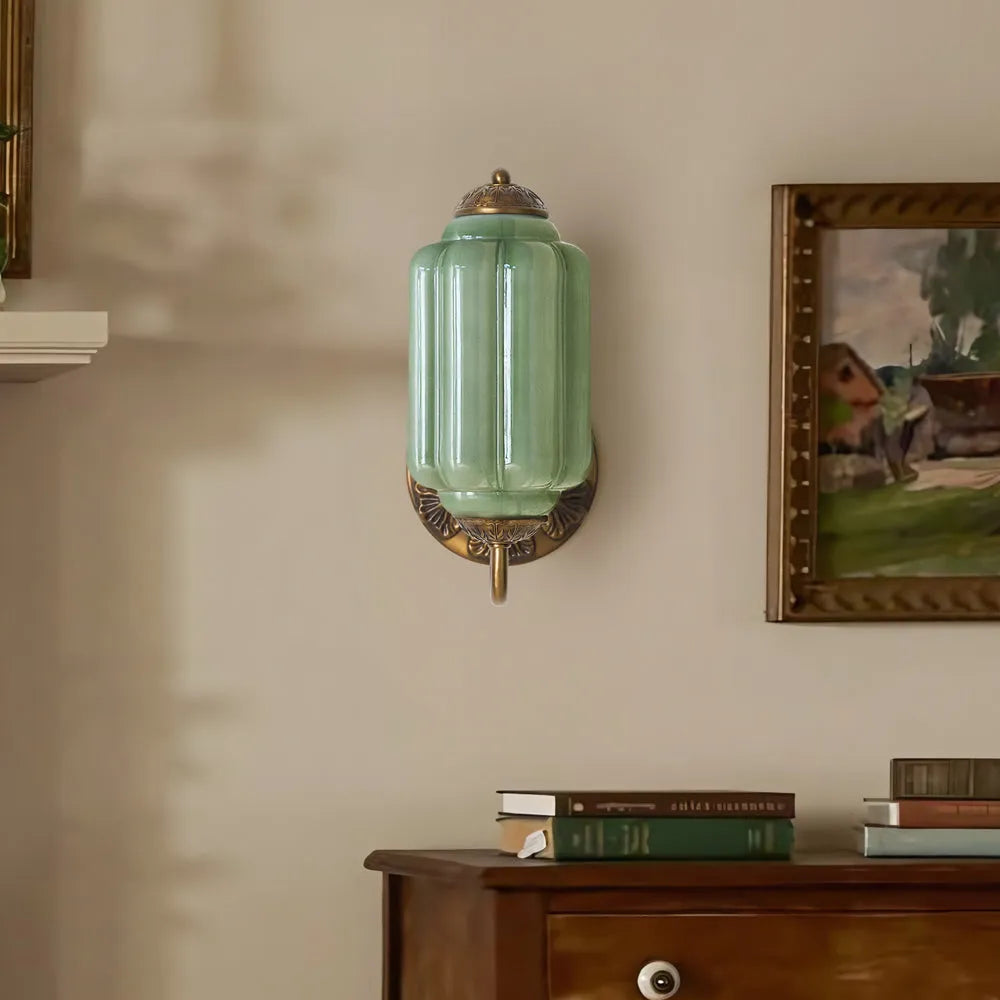 Oiled Brass Milk Glass Wall Light