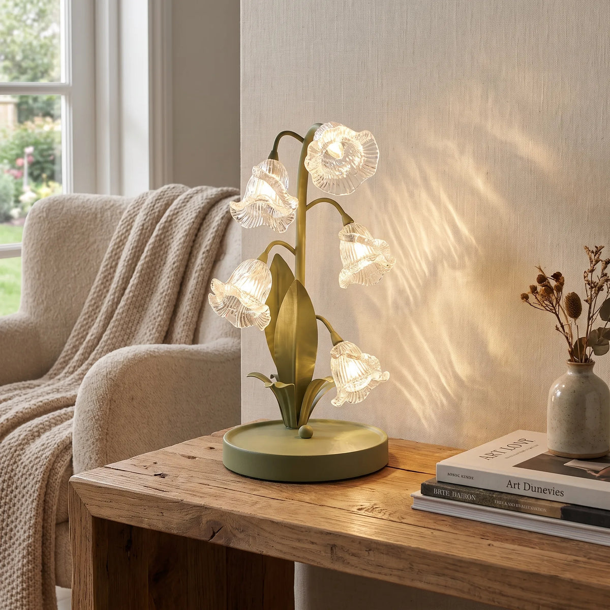 Opal Green Glass Petal Lamp