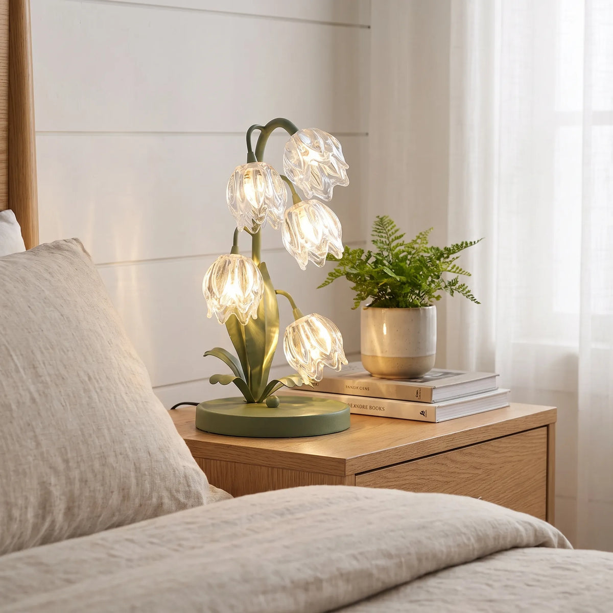 Opal Green Glass Petal Lamp