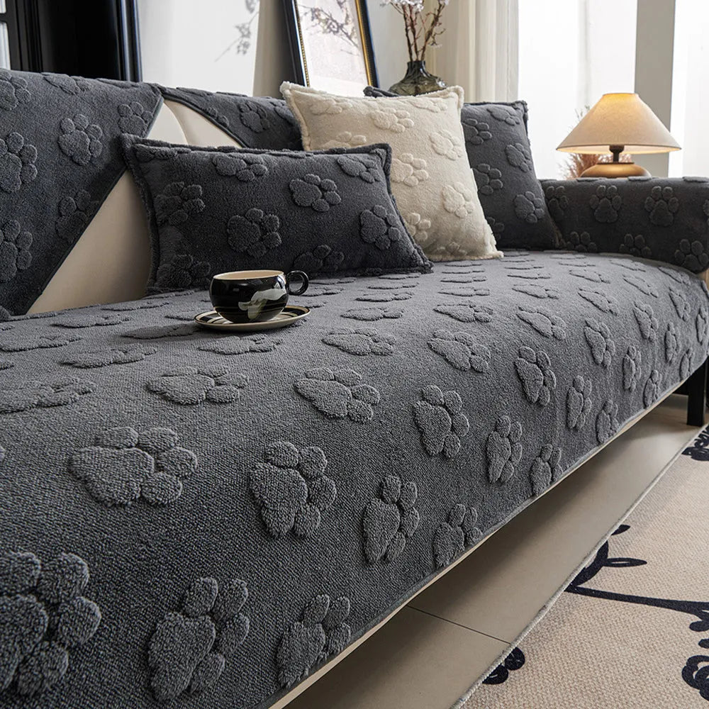 Paw Print Plush Non-Slip Seat Cover