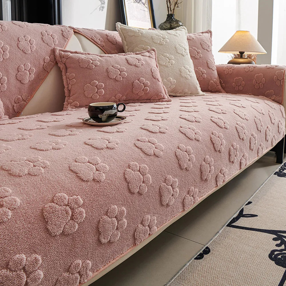 Paw Print Plush Non-Slip Seat Cover