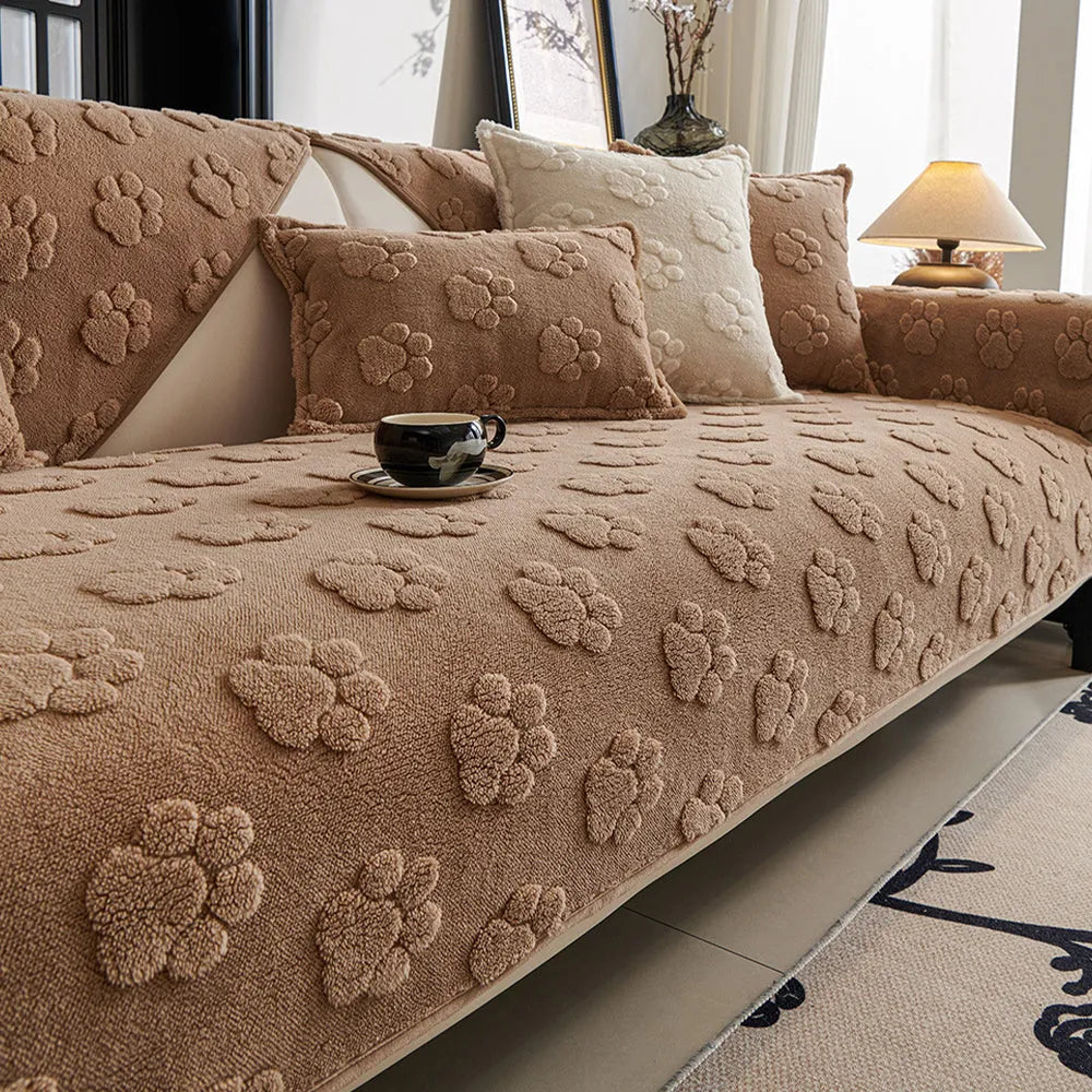 Paw Print Plush Non-Slip Seat Cover
