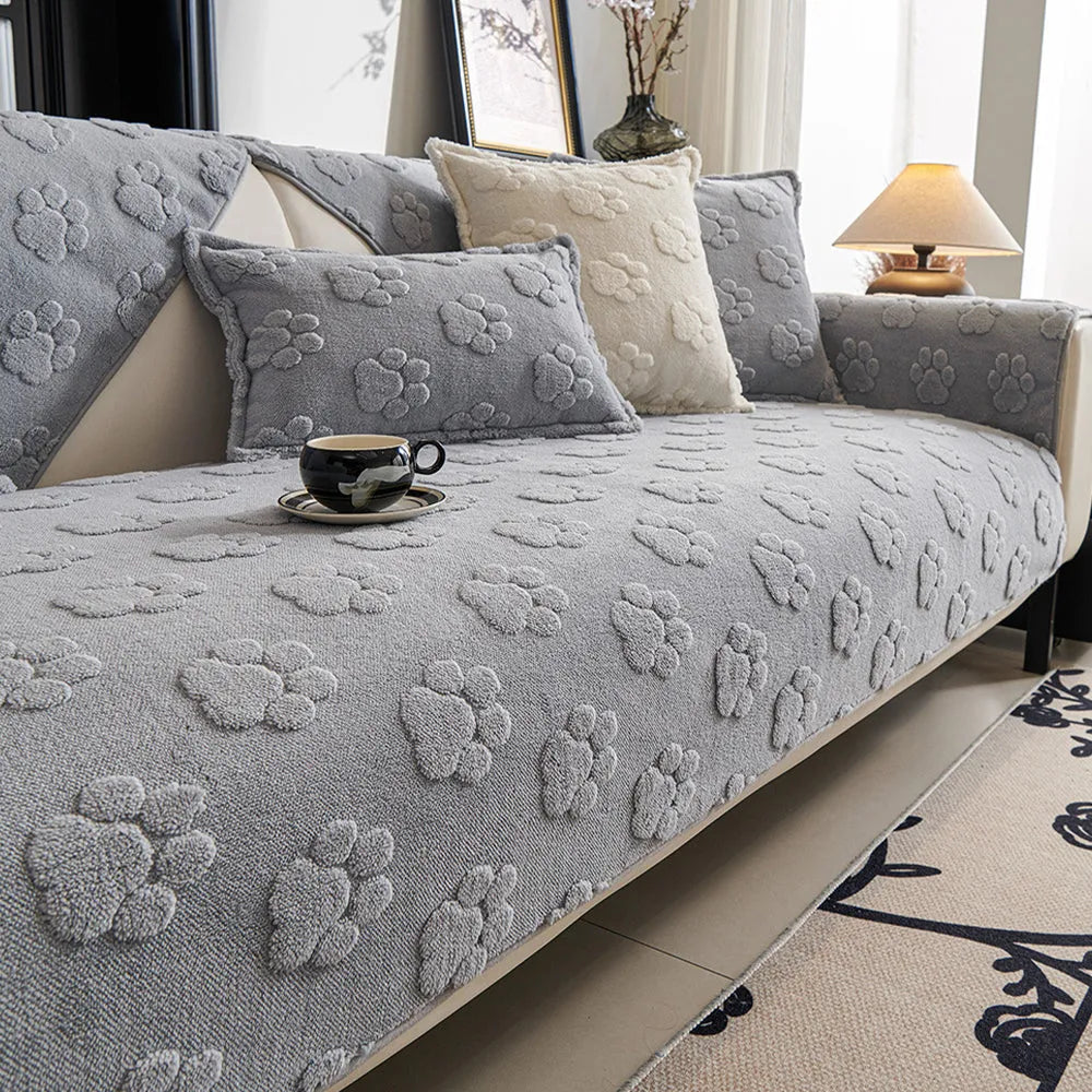 Paw Print Plush Non-Slip Seat Cover