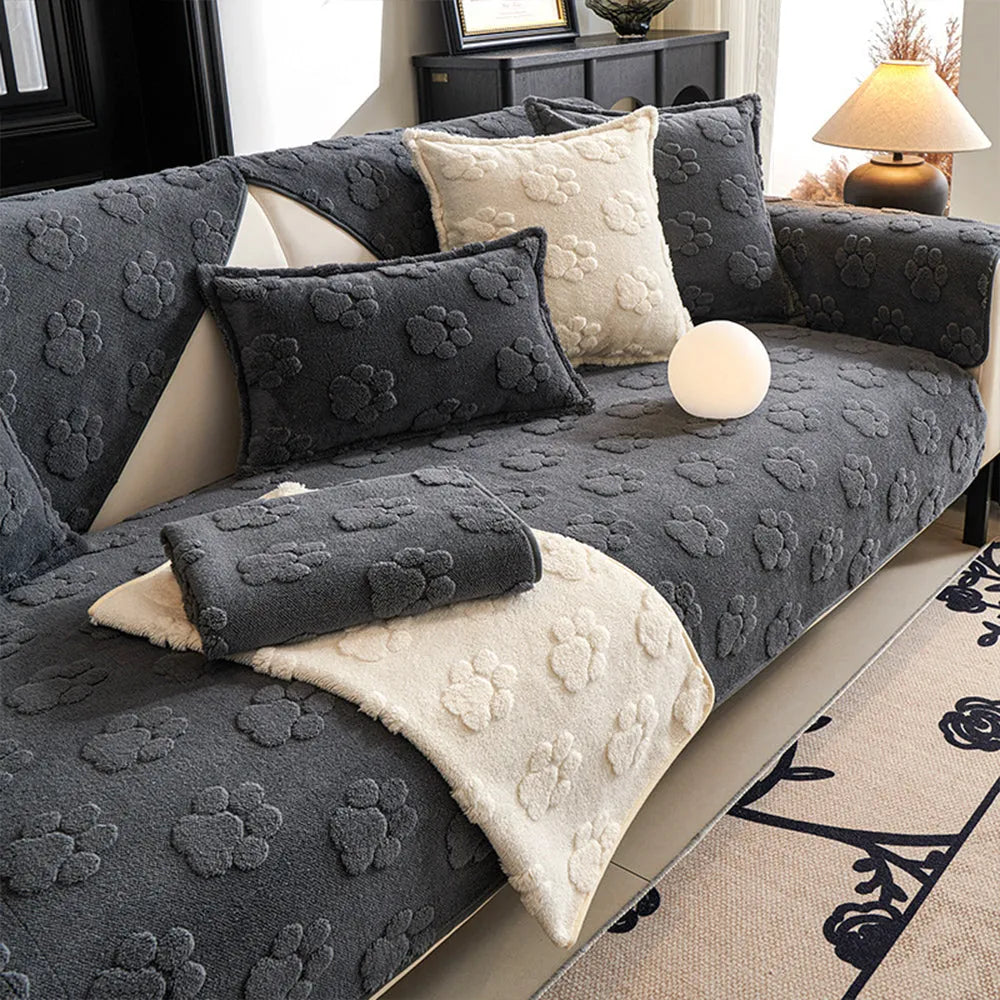 Paw Print Plush Non-Slip Seat Cover