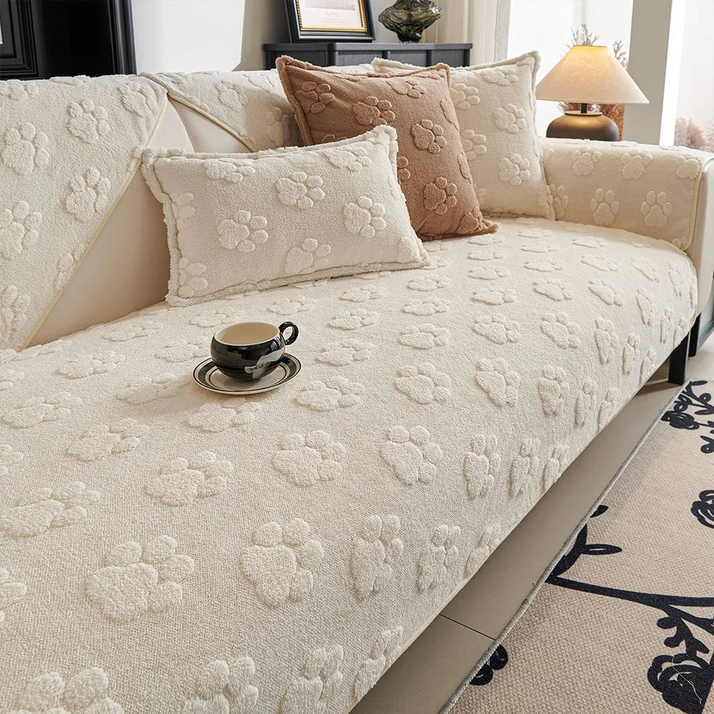Paw Print Plush Non-Slip Seat Cover