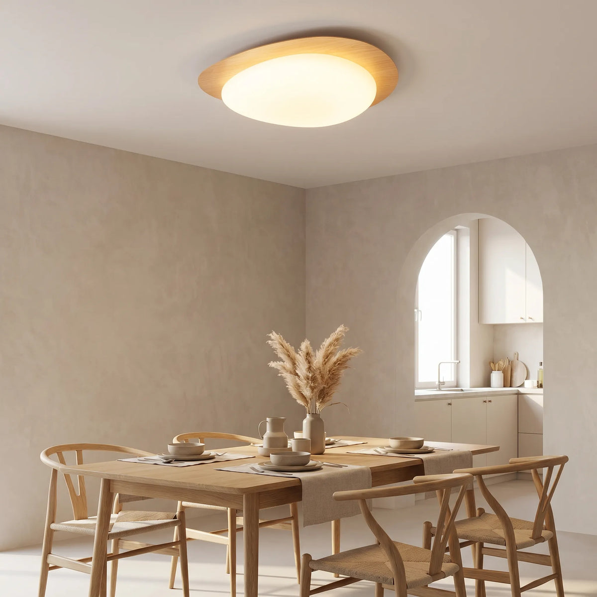 Pebble Wood-Grain LED Ceiling Light