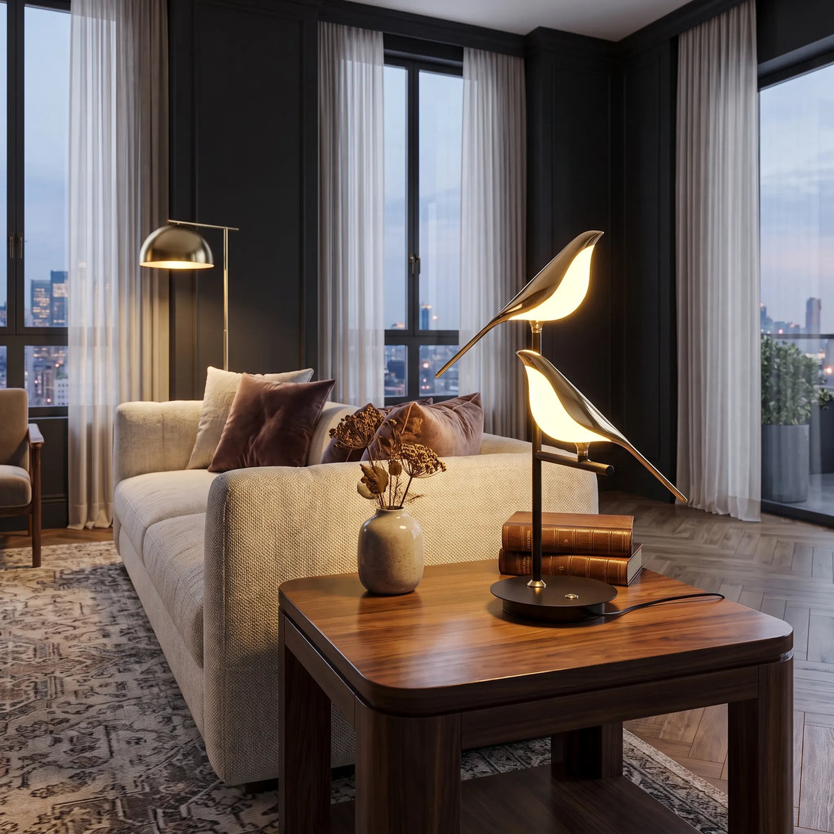 Perching Birds Sculptural Lamp