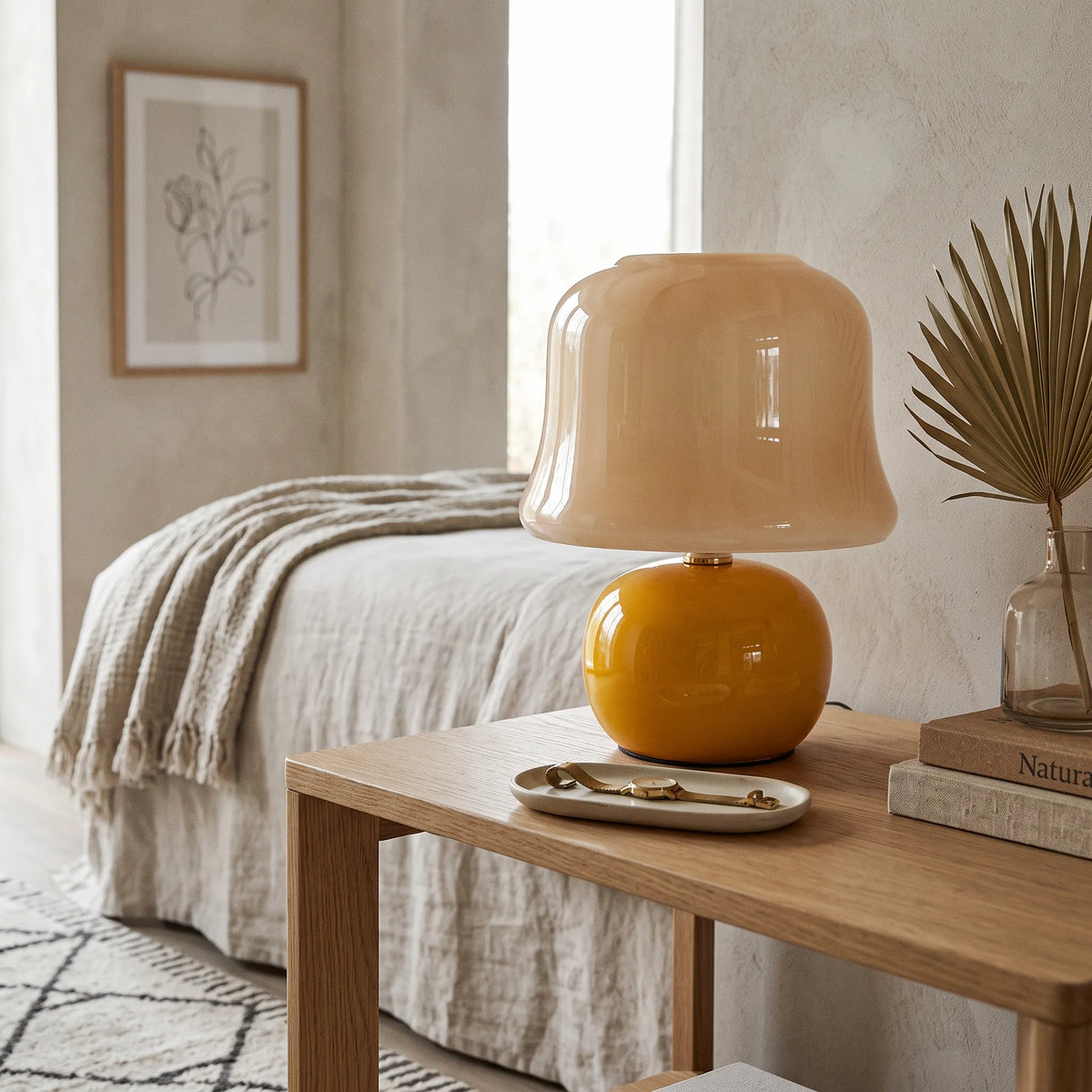 Pleated Glass Mushroom Lamp