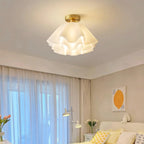 Pleated Shade Brass Ceiling Light