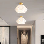 Pleated Shade Brass Ceiling Light