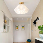 Pleated Shade Brass Ceiling Light