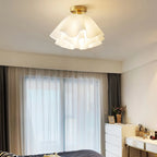 Pleated Shade Brass Ceiling Light