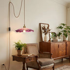 Plug-In Flower Glass Pendant Lamp