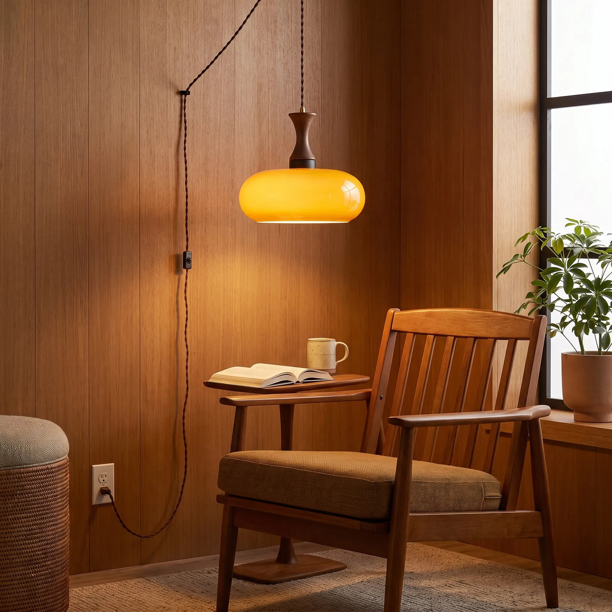 Plug-In Retro Glass Pendant Lamp