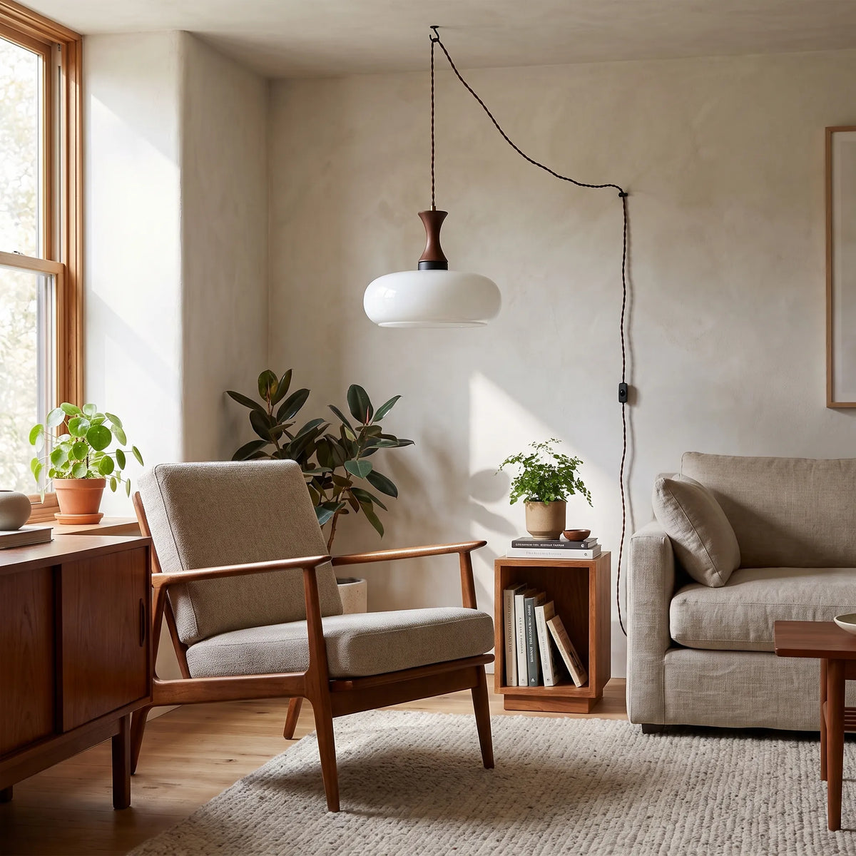 Plug-In Retro Glass Pendant Lamp