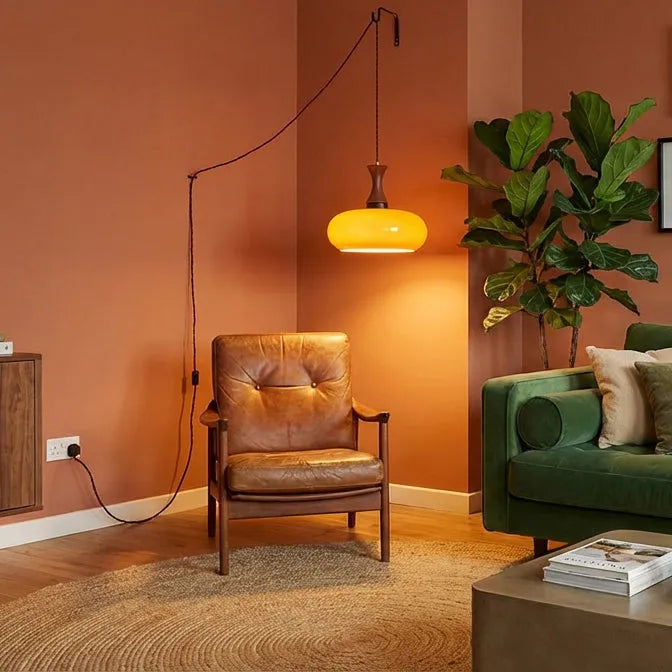 Plug-In Retro Glass Pendant Lamp