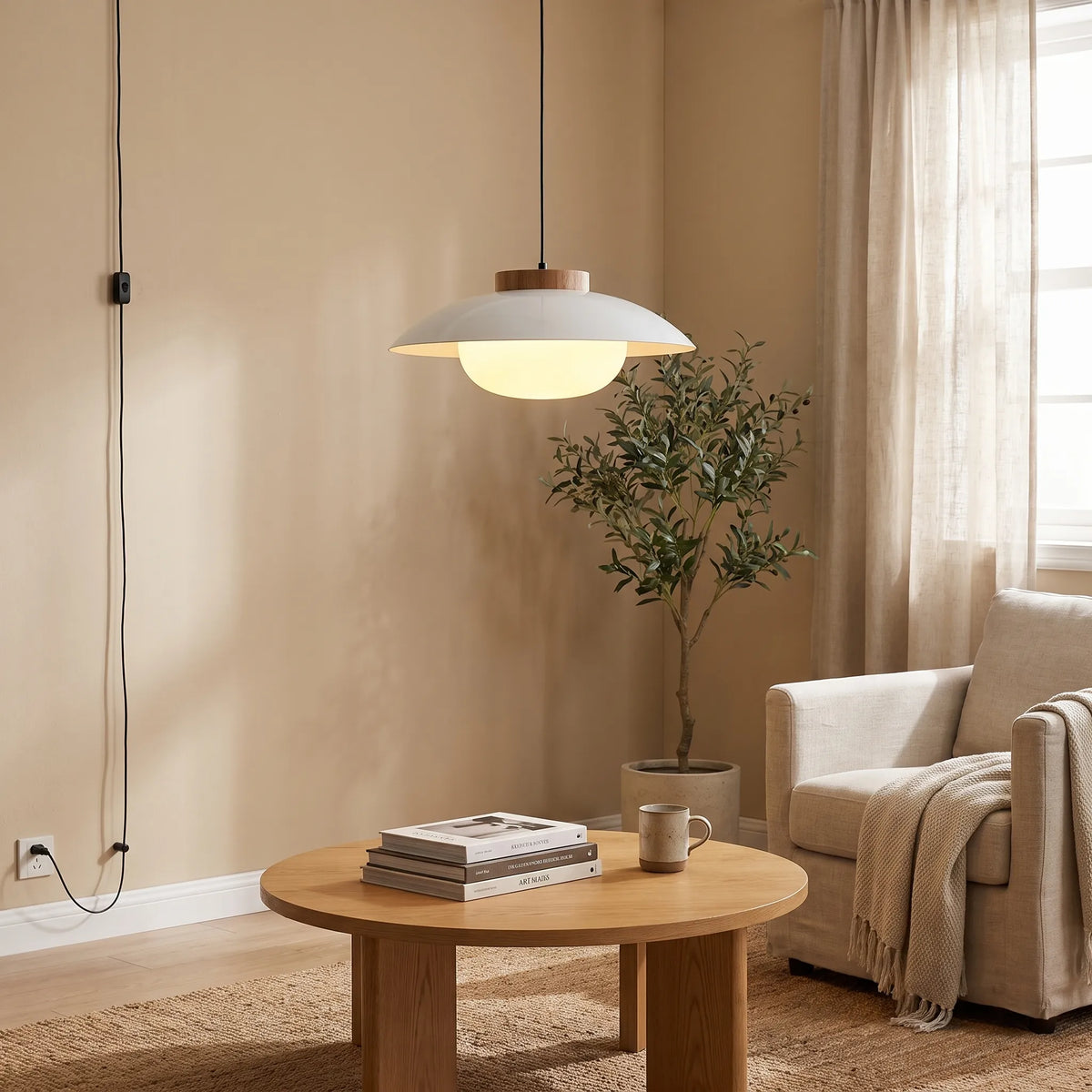 Plug-In Saucer Pendant Lamp