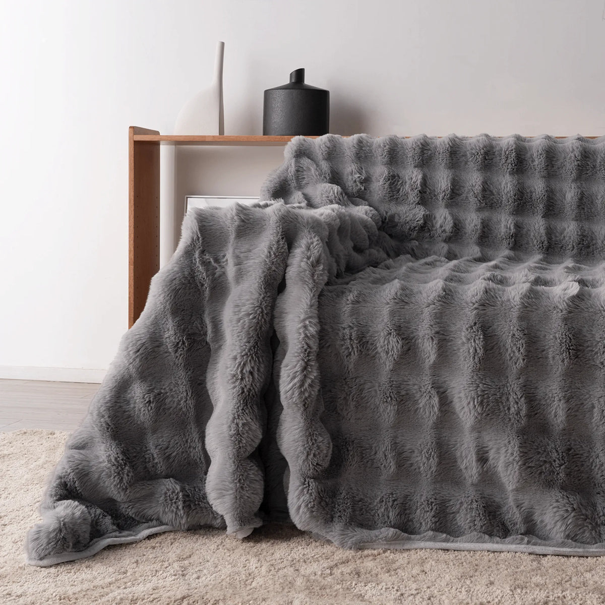 Plush Faux Rabbit Fur Sofa Throw