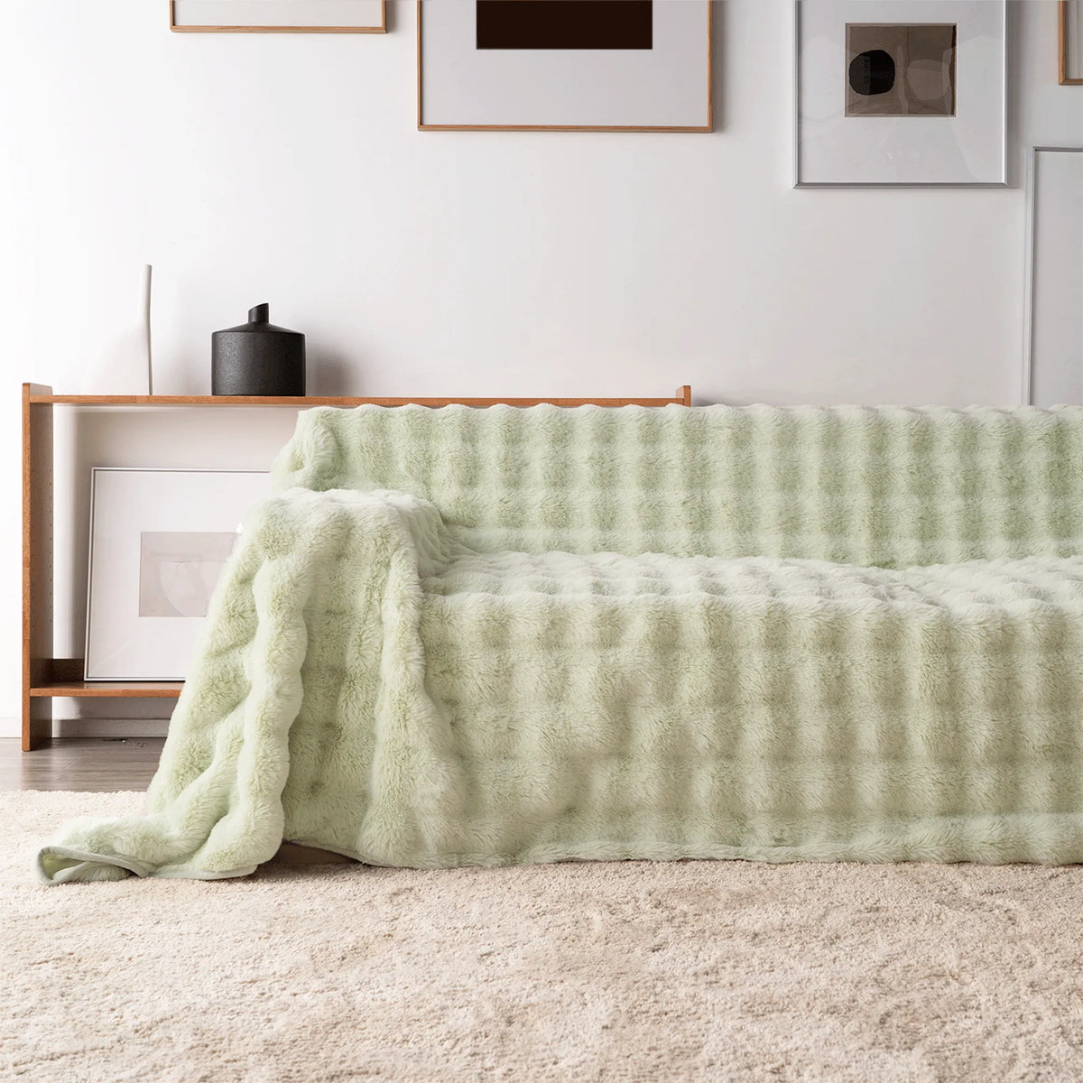 Plush Faux Rabbit Fur Sofa Throw