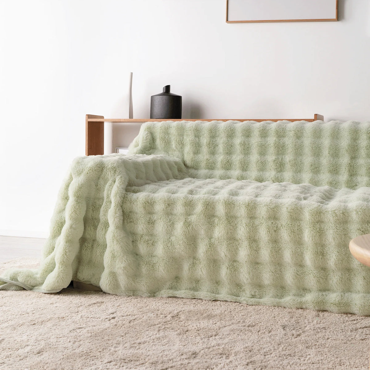 Plush Faux Rabbit Fur Sofa Throw