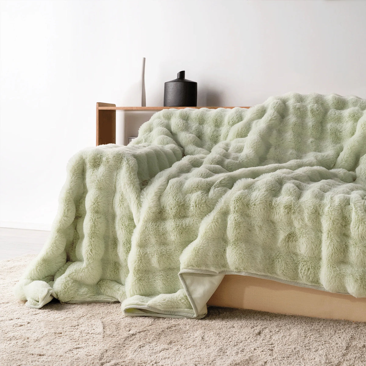 Plush Faux Rabbit Fur Sofa Throw