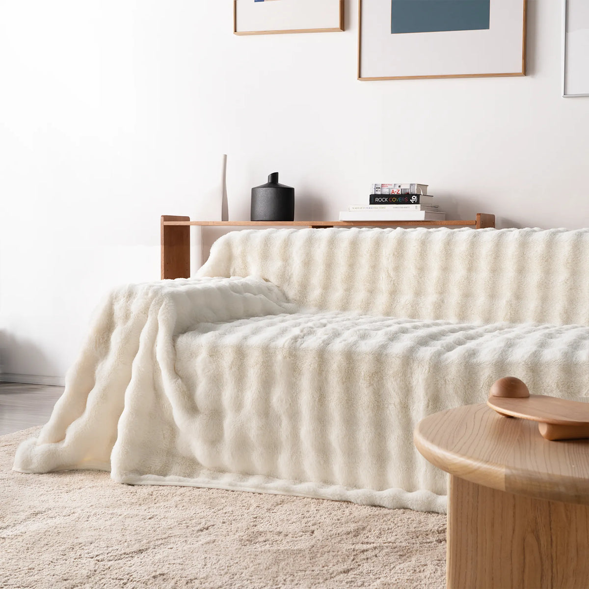 Plush Faux Rabbit Fur Sofa Throw