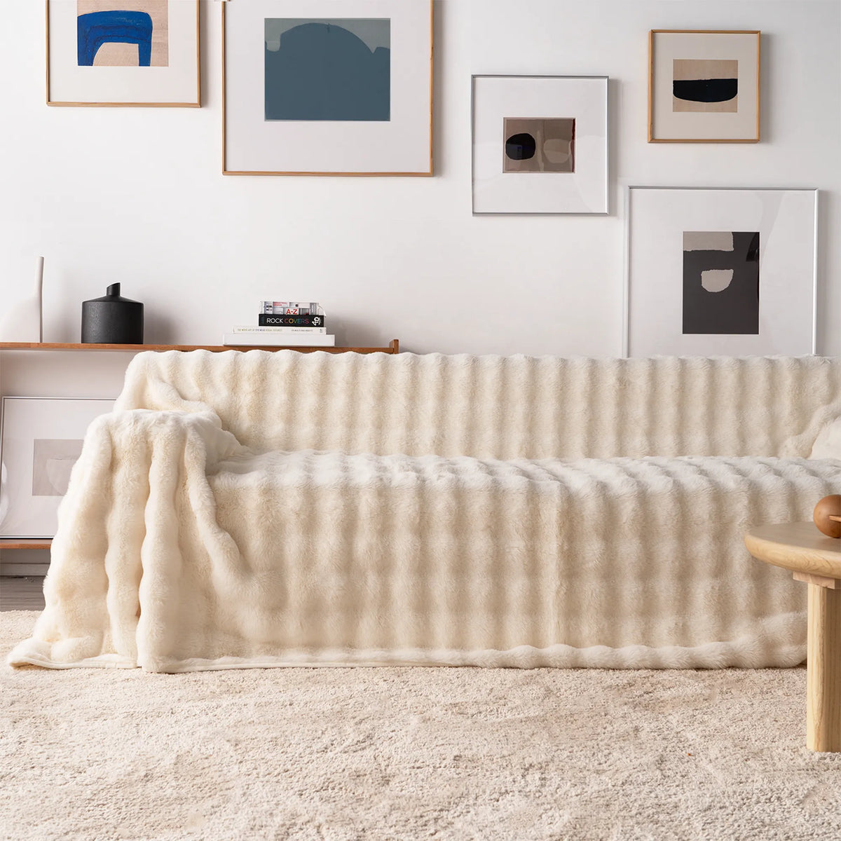Plush Faux Rabbit Fur Sofa Throw