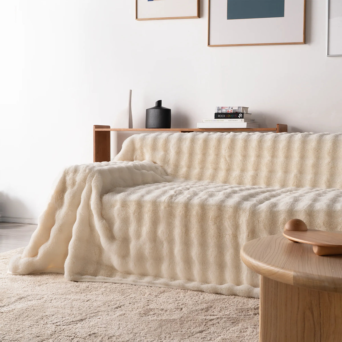 Plush Faux Rabbit Fur Sofa Throw