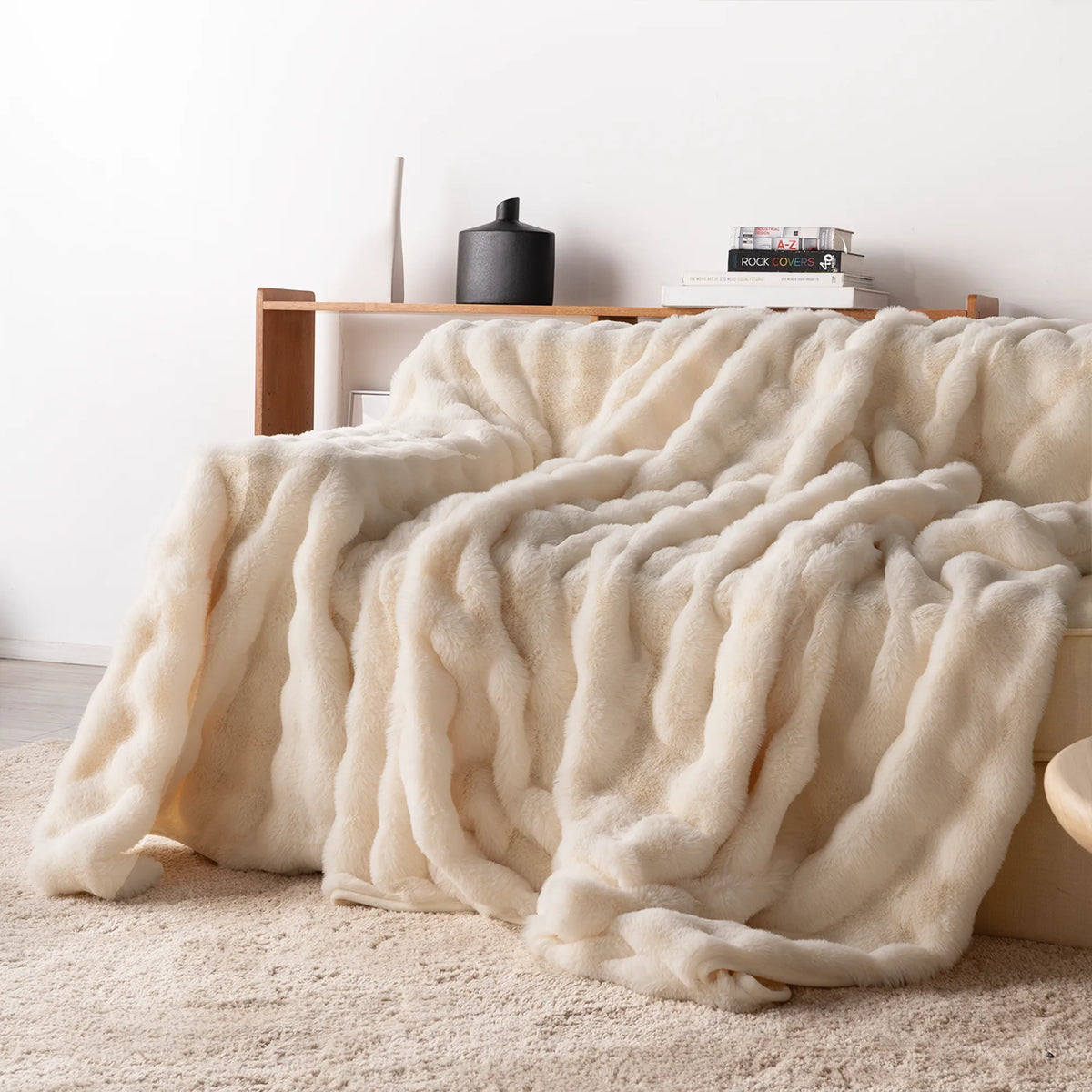 Plush Faux Rabbit Fur Sofa Throw