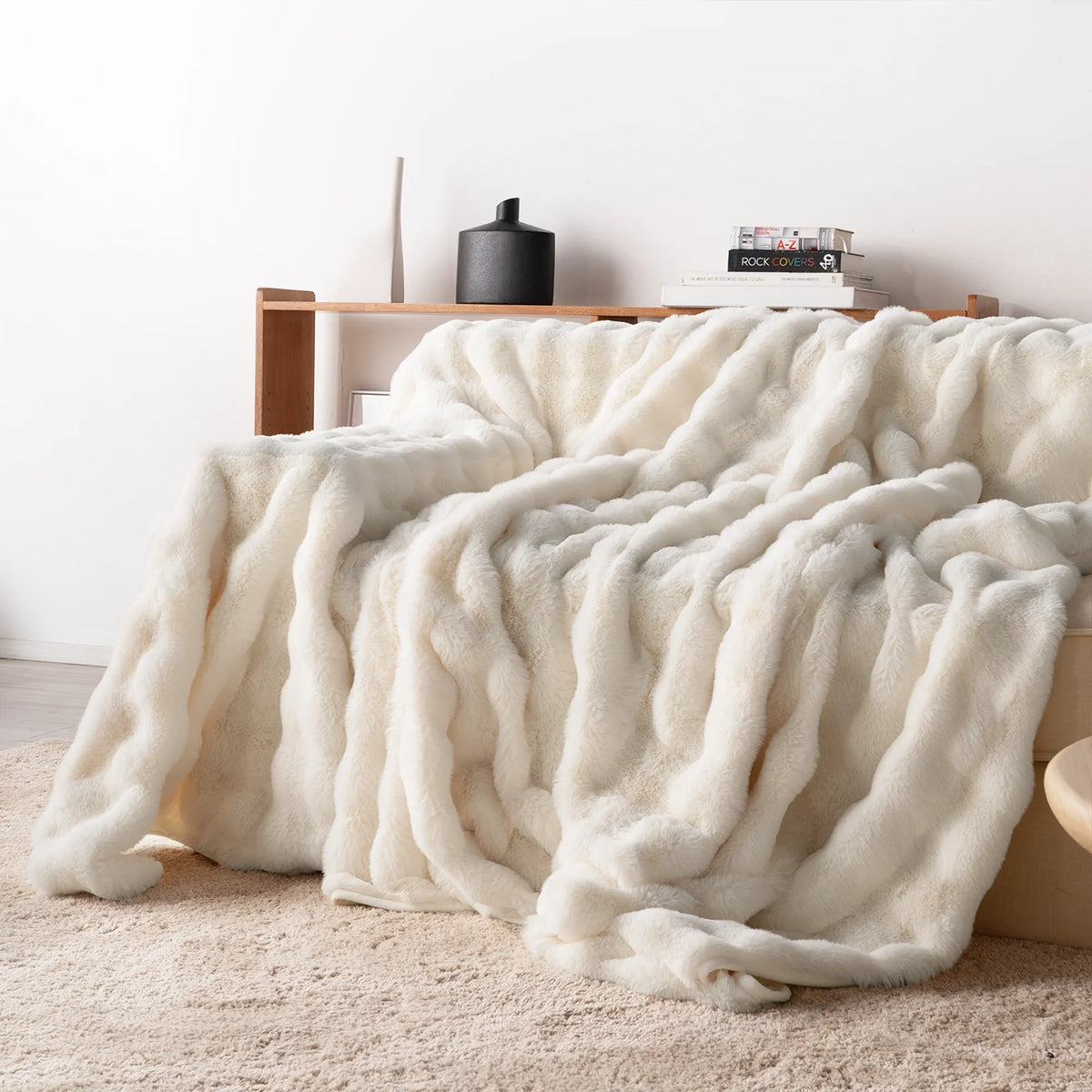 Plush Faux Rabbit Fur Sofa Throw