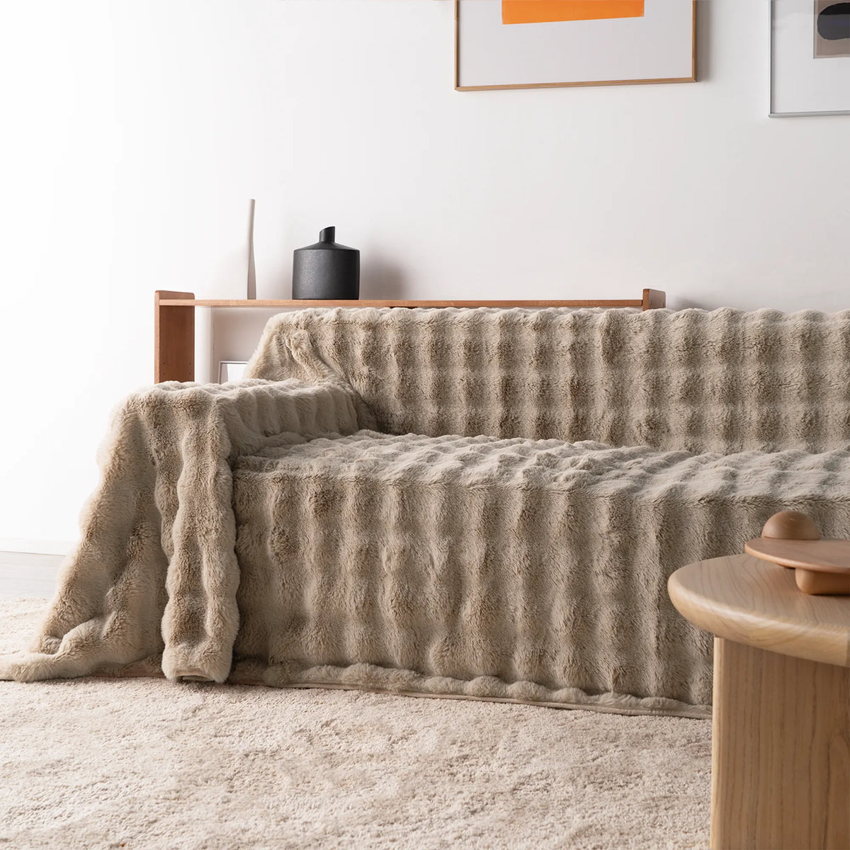 Plush Faux Rabbit Fur Sofa Throw
