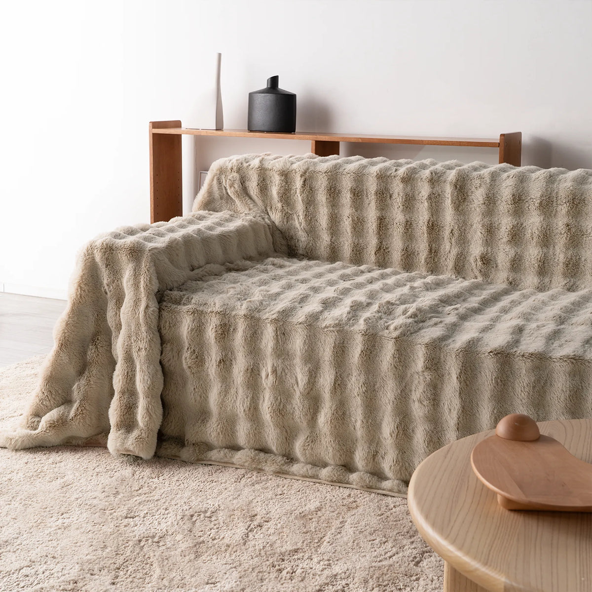 Plush Faux Rabbit Fur Sofa Throw