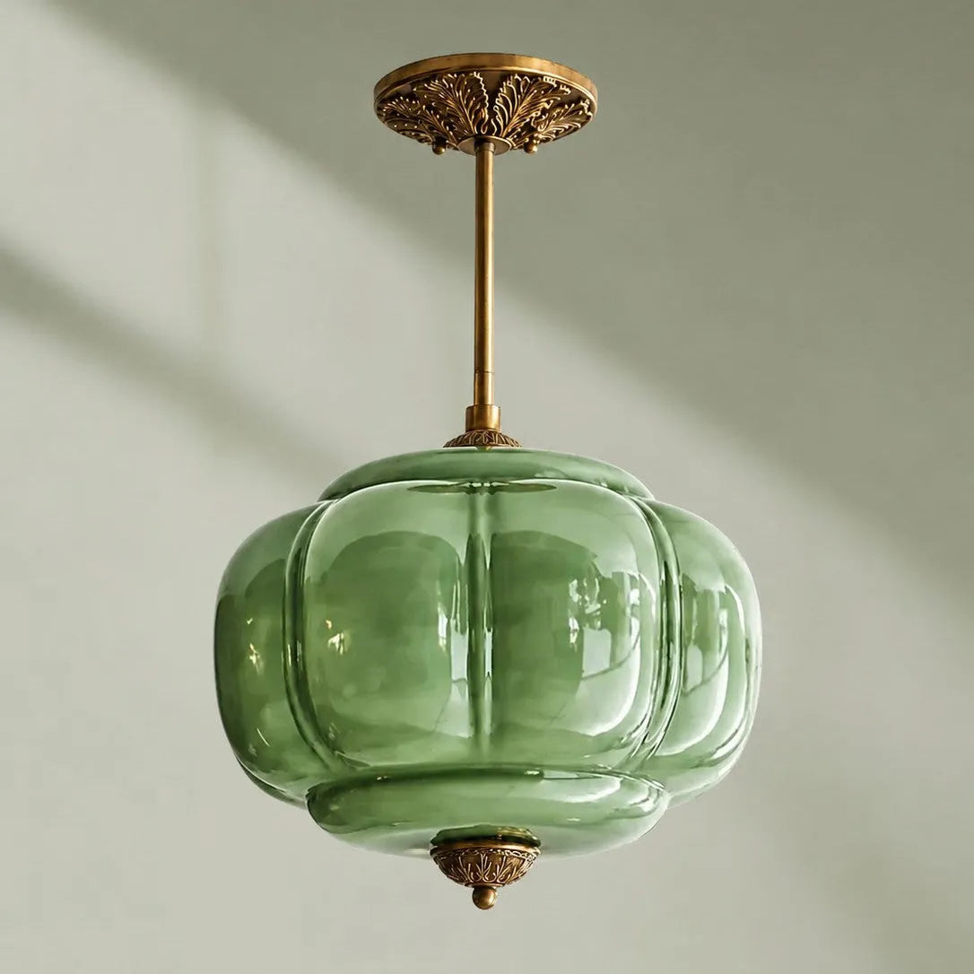 Pumpkin Glass Semi-Flush Pendant
