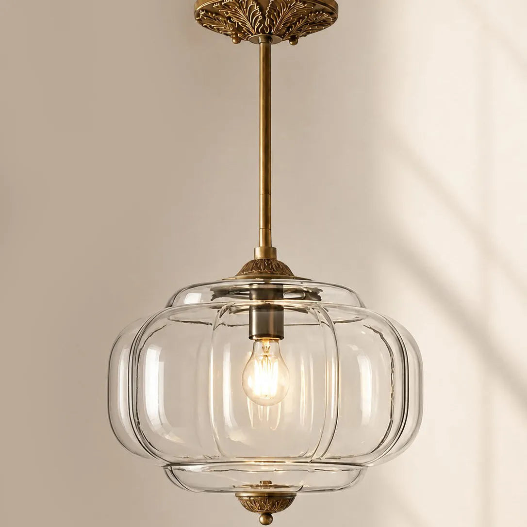 Pumpkin Glass Semi-Flush Pendant