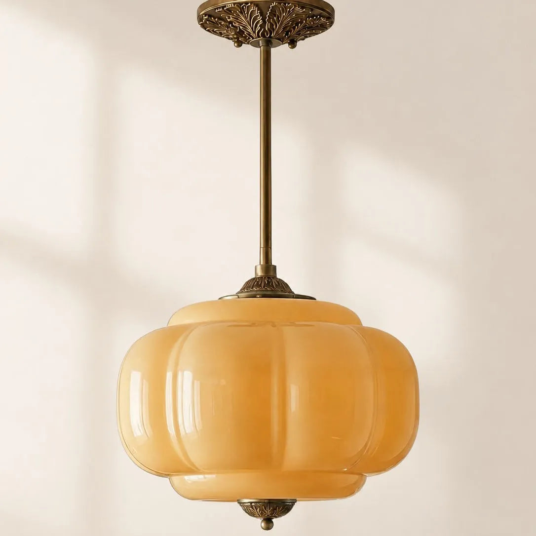 Pumpkin Glass Semi-Flush Pendant