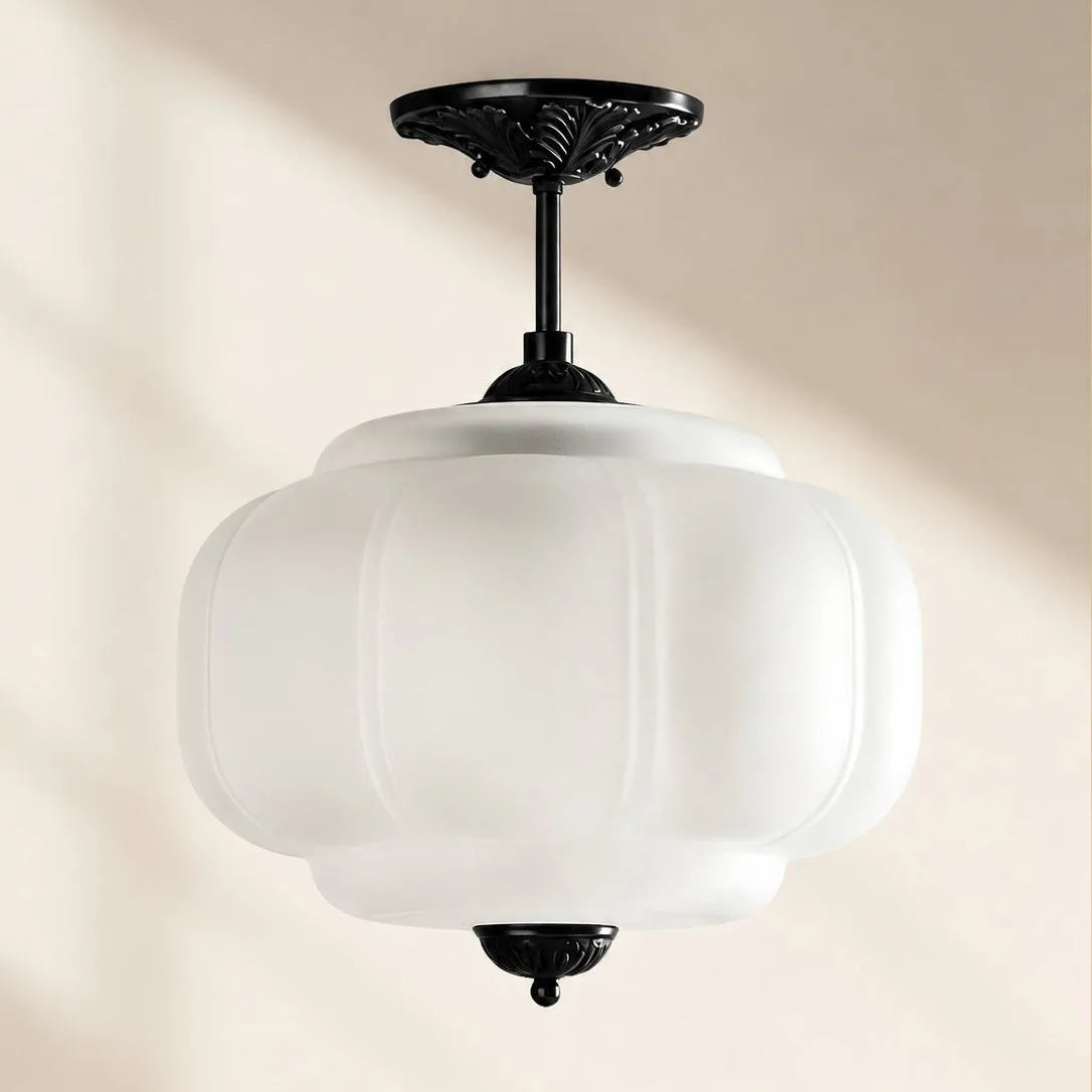Pumpkin Glass Semi-Flush Pendant