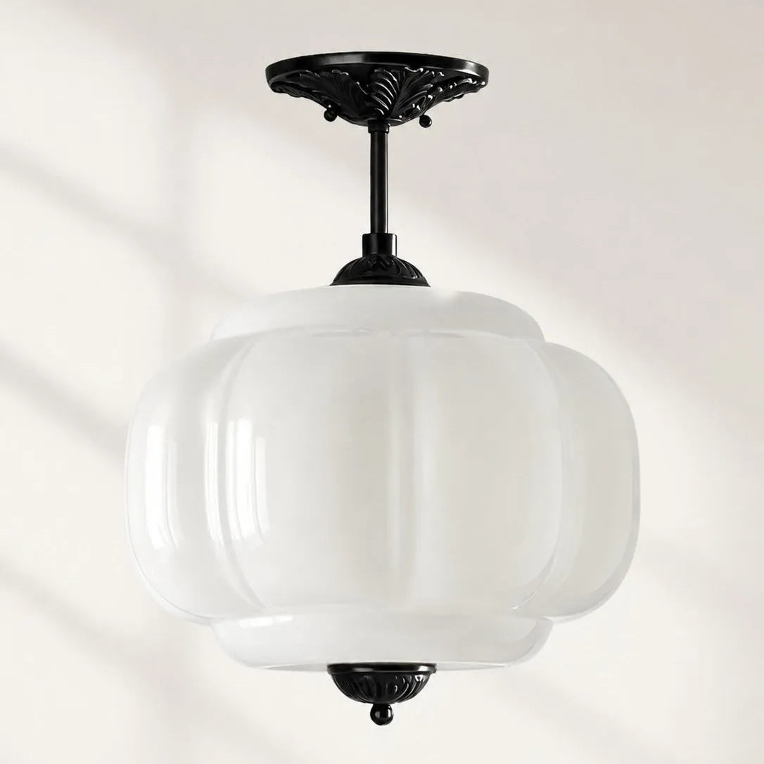 Pumpkin Glass Semi-Flush Pendant